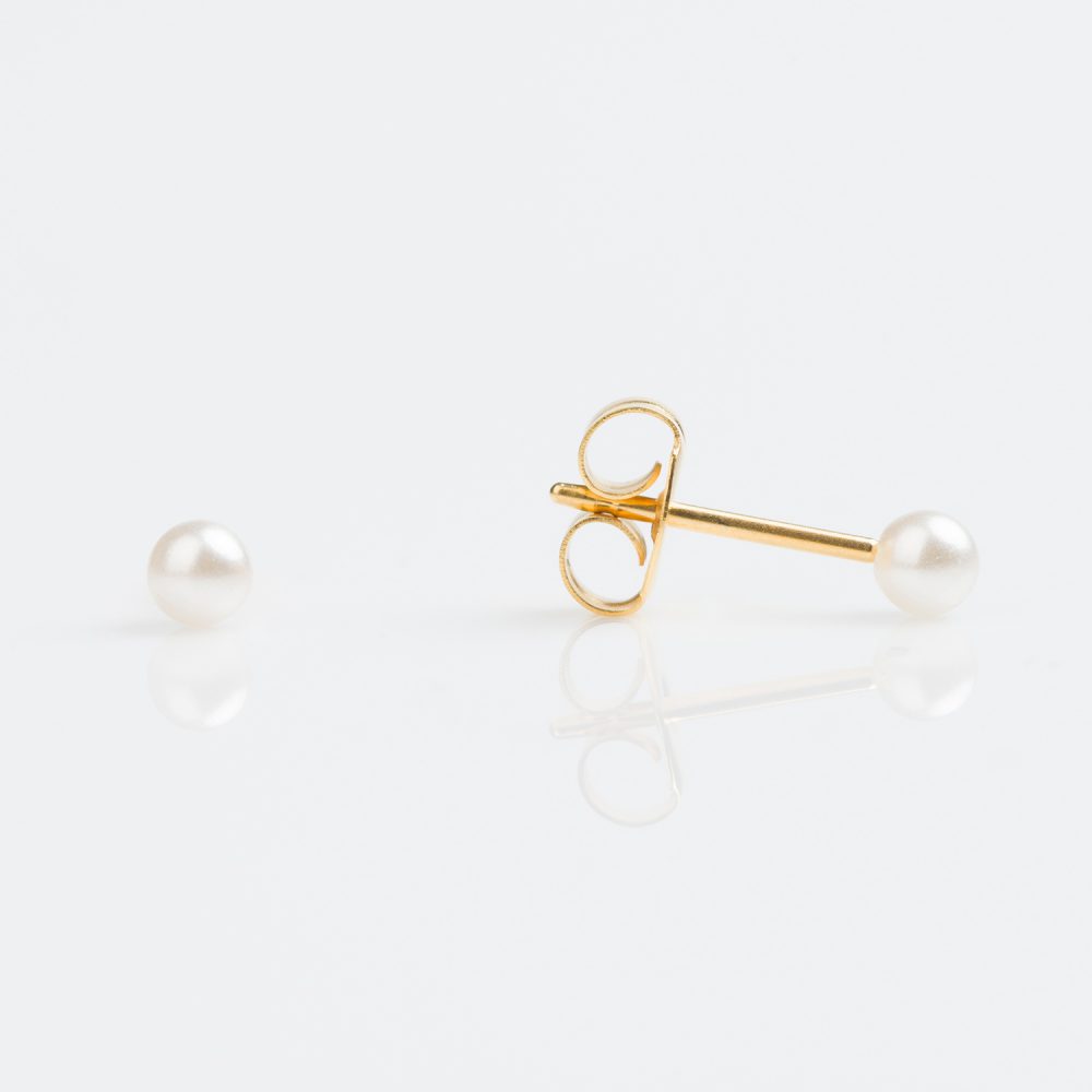 Sensitive Gold Plated 3mm White Pearl (2 Pairs)