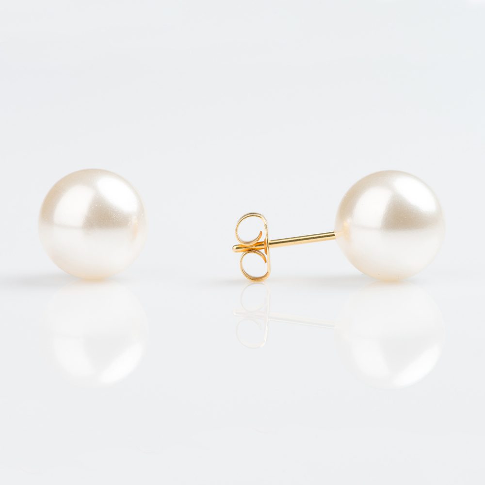Sensitive Gold Plated 10mm White Pearl (2 Pairs)