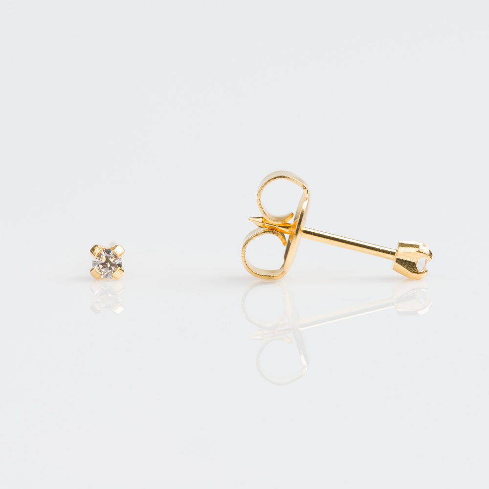 Tiny Tips 2mm Cubic Zirconia Tiff - Gold Plated
